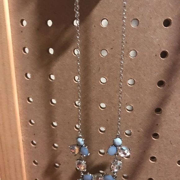 Shorter length necklace with blue matte and crystal stones. - Picture 3 of 3